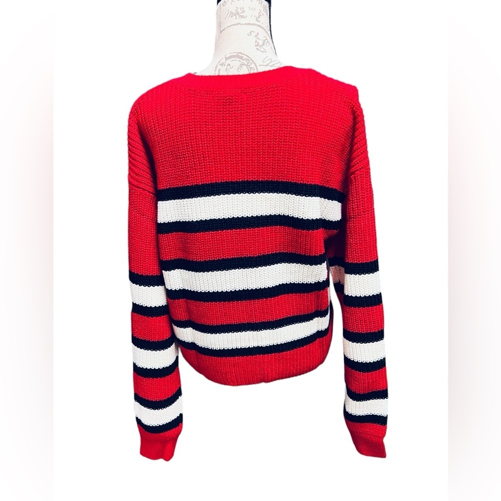 Wynter Womens knit Sweater red white size Large - new without tags - Picture 4 of 7